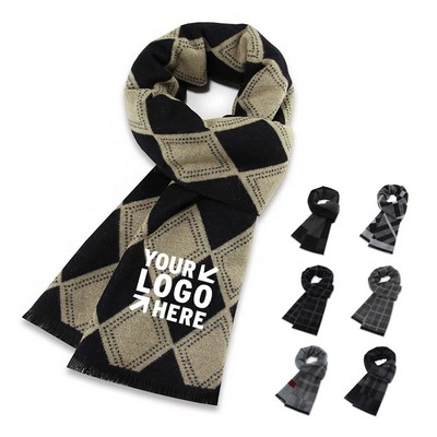 Men's Classic Wool Blend Plaid Scarf