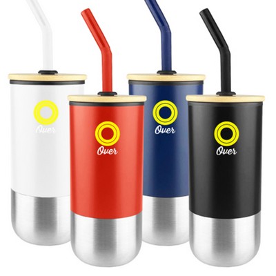 15 oz. Travel Stainless Steel Vacuum Insulated Coffee Cup w/ Lid & Straw