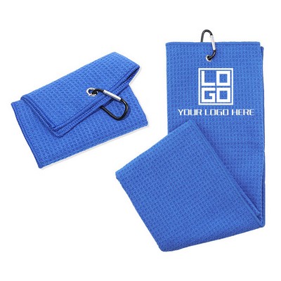 Full Color Golf Waffle Towel With Clip