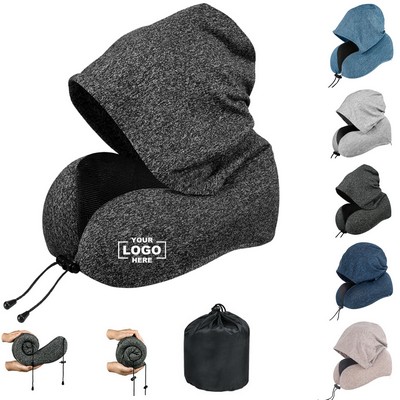 Travel Neck Pillow with Large Hood for Long Flights