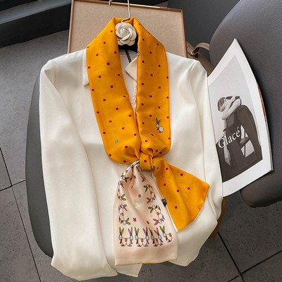 Custom 5.9" x 59"Silk Feeling Hair Head Long Neck Satin Fashion Scarfs