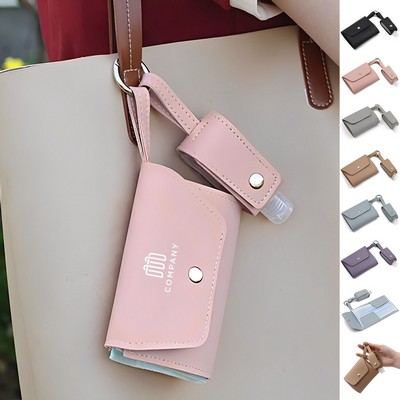 PU Anti-dust Mask Storage Bag with 30ml Alcohol Bottle Case