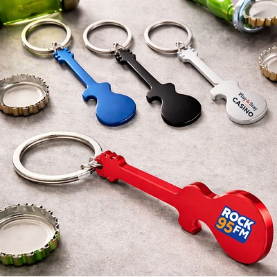 Guitar shape bottle opener keychain