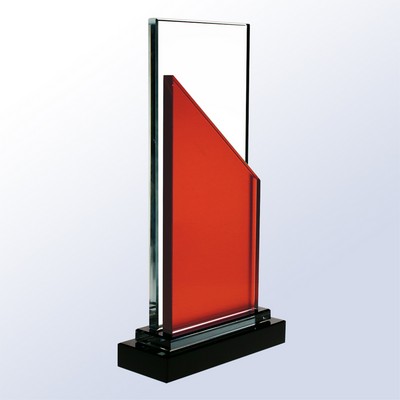 Vector Peak Glass Award, Red, 9 1/2"H