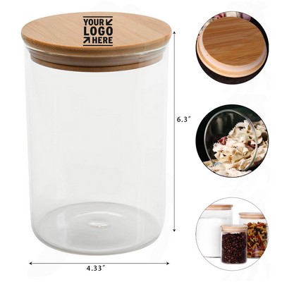 21/31/42oz Borosilicate Glass Jar Set with Bamboo Lids