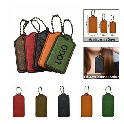 Oil Wax Genuine Leather Luggage Tag Keychain