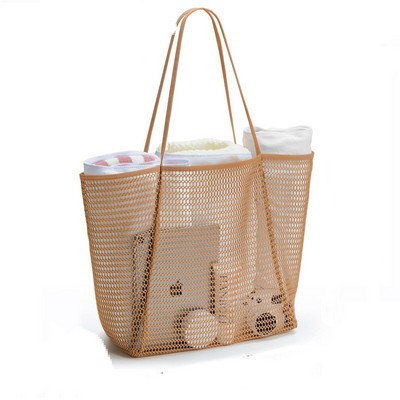 Mesh Beach Tote and Toiletry Bag Breathable Sand-Proof Swimwear Organizer Large Capacity