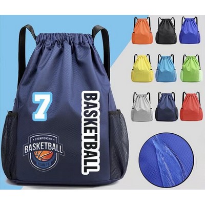 Large CapacityDrawstring Backpack with Shoe Pocket - Custom Logo Sports Cinch Bag