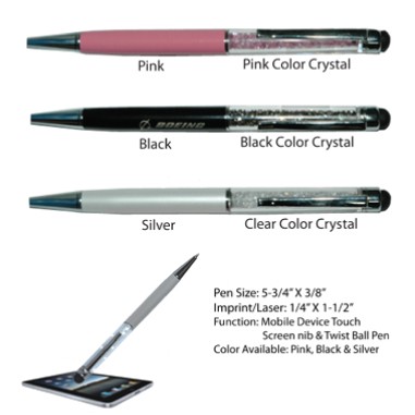 Crystal Capacitance Pen - Pearl White w/ Silver Trim (SCREENED)