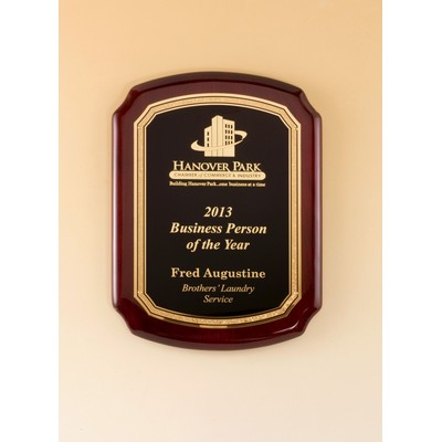 Rosewood Plaque with Gold Florentine Border & Black Textured Center (10 1/2"x13")