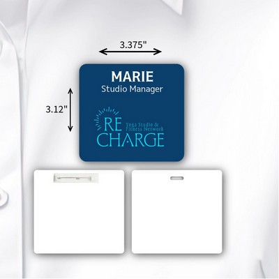 Laminated Personalized Name Badge/Tag (3.125x3.375") Rectangle