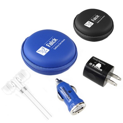 Traveler 3" 1 4 Pieces USB Power Charger Set (Black)