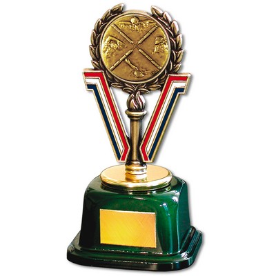 Stock 7" Trophy with 2" Swimming Male and Engraving Plate