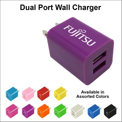 Dual USB 2 Port Wall Charger Purple No Extra Tariff