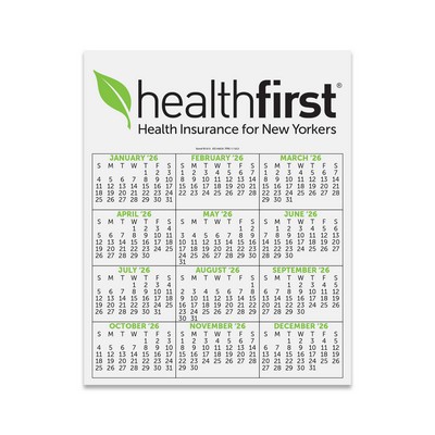 Calendar Card W/ Repositionable Tape (8"x10")