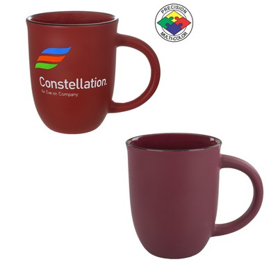 14 Oz. Satin Matte Maroon Salem Mug with Black Halo - Dishwasher Safe - Precision Spot Color