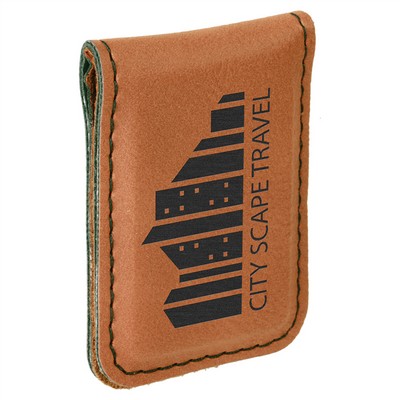 Rawhide Brown Laserable Leatherette Money Clip