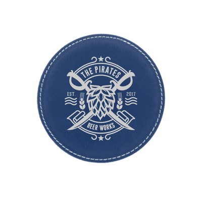 Laser Engraved Leatherette Round Coasters (4")
