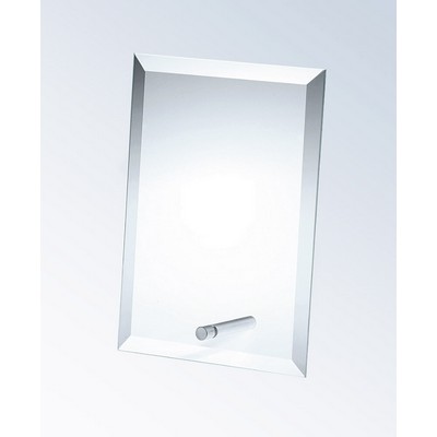 Beveled Vertical Rectangle Glass Award with Aluminum Pole (8"x6")