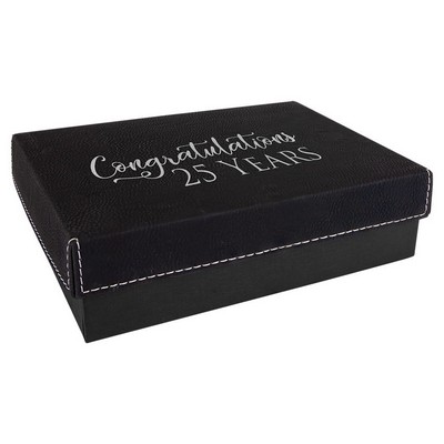 Engraved Faux Leather Gift Box, Black, 7 3/8"(L) x 5 3/4"(W) x 2 1/4"(H)