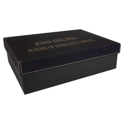 Engraved Faux Leather Gift Box, Black, 9 3/4"(L) x 7"(W) x 3"(H)