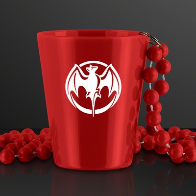 Red Shot Glass Bead Necklace 1.5 oz. (NON-Light Up) - BLANK