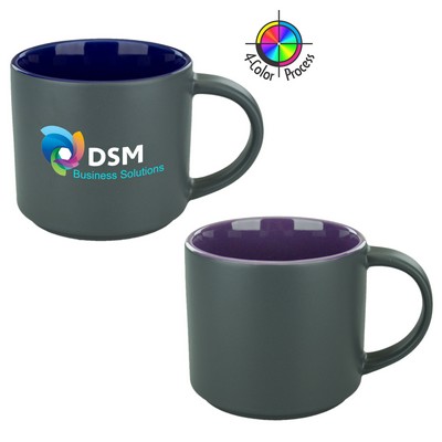 16 Oz. Two Tone Norwich Mug Satin Graphite & Purple - Dishwasher Safe - Full Color