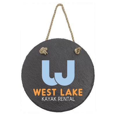7" Round Slate Decor with Hanger String