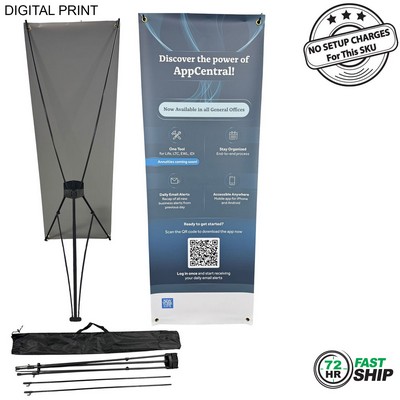 72 Hr Fast Ship - Tripod Banner with Graphics, 23x64, and Bag. NO SETUP CHARGE