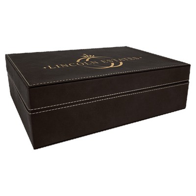 Engraved Faux Leather Gift Box, Black, 12 1/4"(L) x 8 1/4"(W) x 3 3/4"(H)