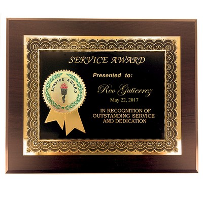 Award Plaque w/Etched Enamel Medallion (8" x 10")