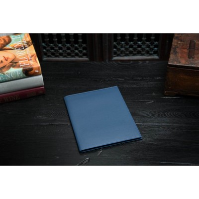 Large Pebble Calf Leather Executive Padfolio - Ocean Blue - Borlino
