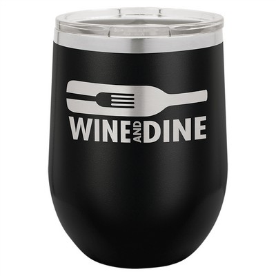 12 Ounce Black Polar Camel Stemless Wine Tumbler with Clear Lid