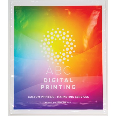 Digital Full Color White 1-Sided Plastic Bags w/Gusset (12" x 13.5" x 3")