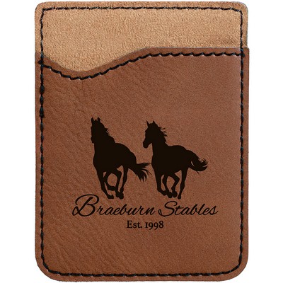 Dark Brown Leatherette Phone Wallet, Laserable, 2-3/8"x3-1/8"H