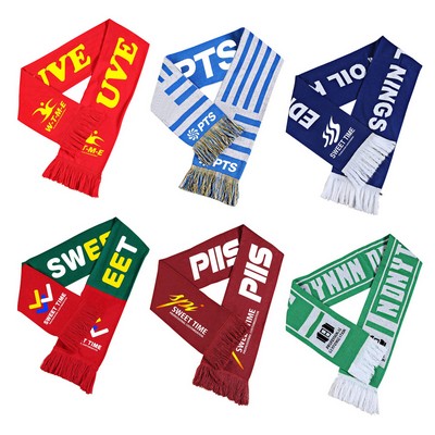 Jacquard Knit Scarf With Tassel