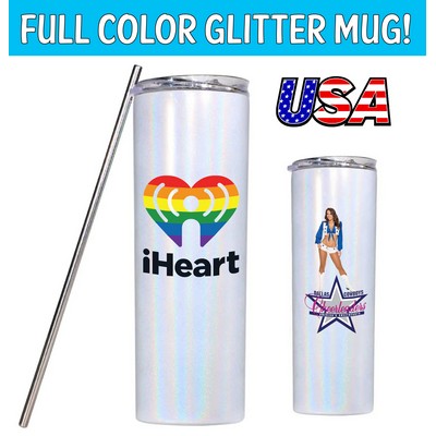 20 Oz. Glitter Vacuum Sealed Full Color Tumbler
