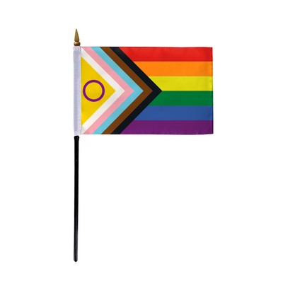 4''x6'' 1ply ePoly Intersex Progressive Pride Stick Flag (Printed)
