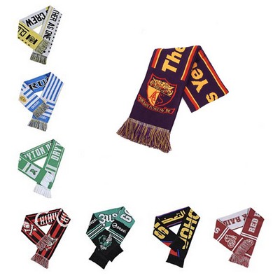 Acrylic Knitted Stadium Scarf w/Fringe