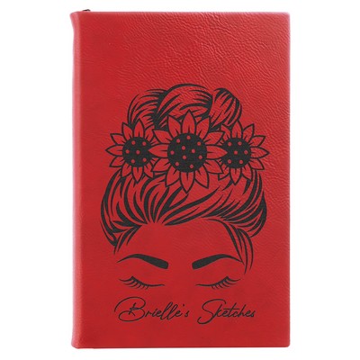 5 1/4" x 8 1/4" Red Leatherette Sketch Book-Unlined Paper