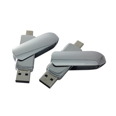 256 GB Electroplated Chrome Type-C USB Flash Drive 3.0