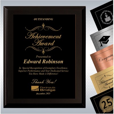 Black Matte Finish Wood Excellence Plaque , Employee Recognition Gift Award (12" x 15")