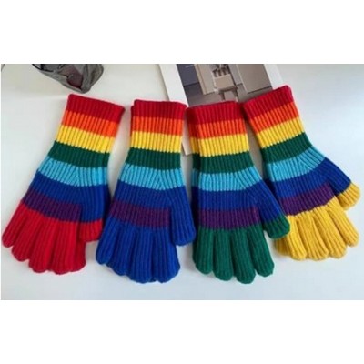 Long Stripe Mittens---Touch Screen