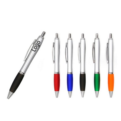Silver Pens W/ Colored Rubber Grip