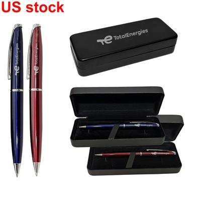 Diplomat Twist-Action Brass Ballpoint Pen w/ Black Leatherette Box