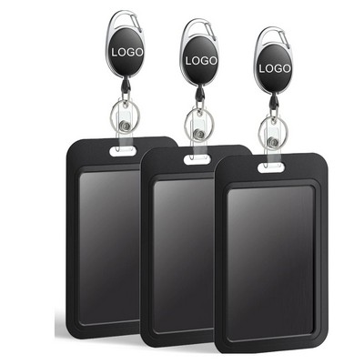 Black Plastic Card Case Protector With Reel