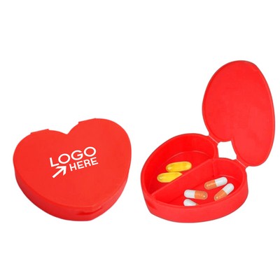 Heart Shape 2 Compartments Pill Box