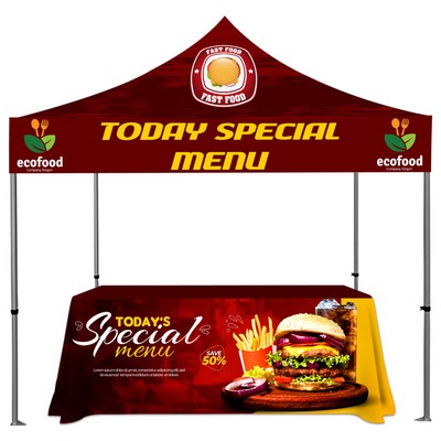 10' X 10' Custom Printed Pop Up Tent Kit With Table Throw
