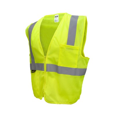 Radians® Economy Type R Class 2 Hi-Vis Green Solid Safety Vest with Zipper