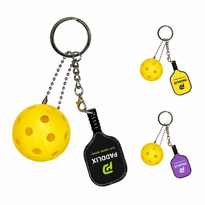 Pickleball Paddle & Ball Keychain Set